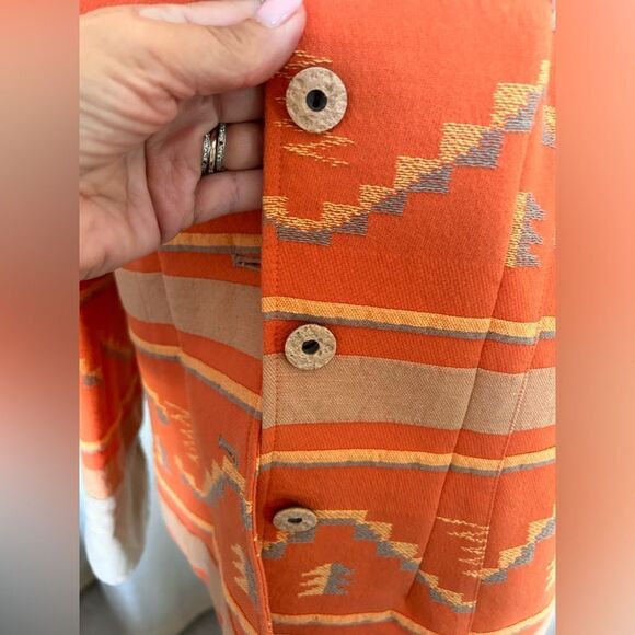 Coldwater Creek  Orange Southwestern Aztec Blazer Fitted Jacket 12 Petite EUC - Picture 10 of 15